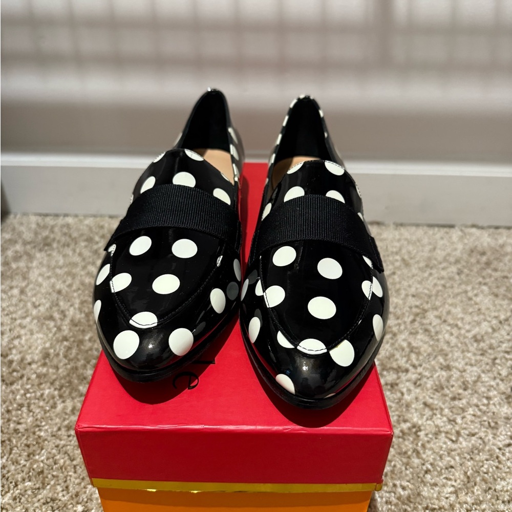 Kate Spade Corine Black and White Polka Dot Loafers - Picture 5 of 6